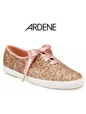 NEW Glitter Sneakers with Ribbon Tie by Ardene Sz 8